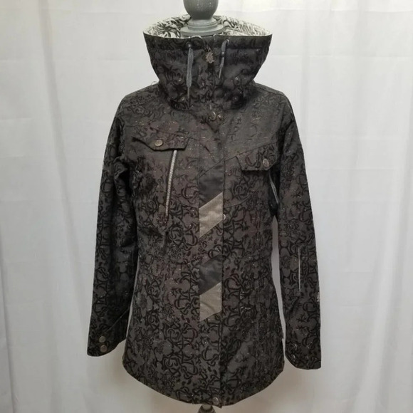 CAPP3L Ride Snowboard  Brown Black Print Jacket S - Picture 10 of 16